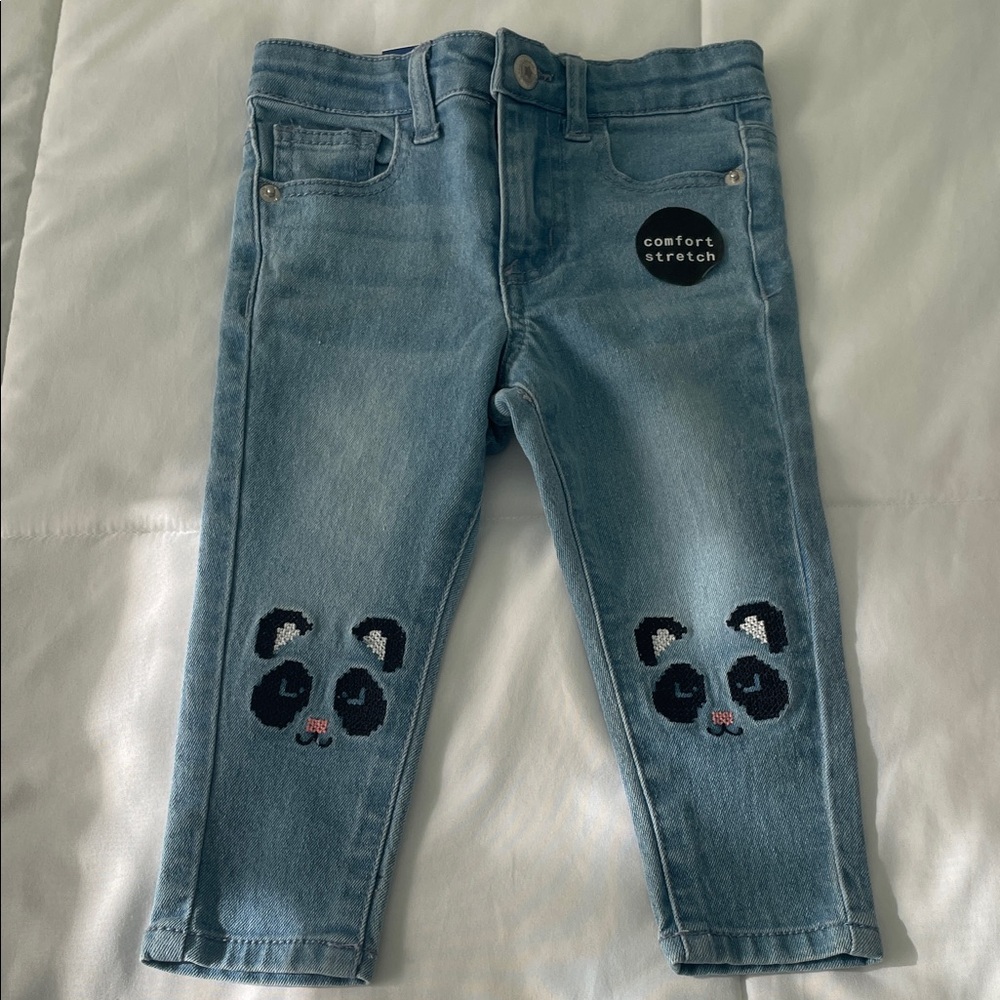 Gumballs - Girls Blue Jeans with Panda Design on knees